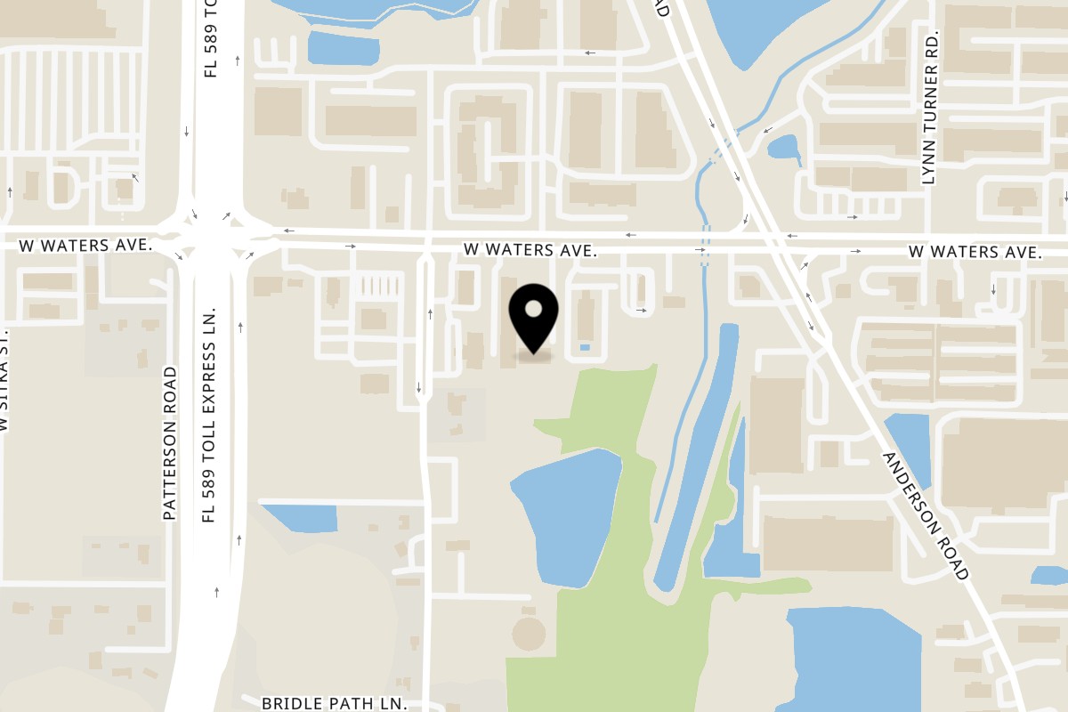 Map showing the location of Los Comparres on 5636 W Waters Ave in Tampa